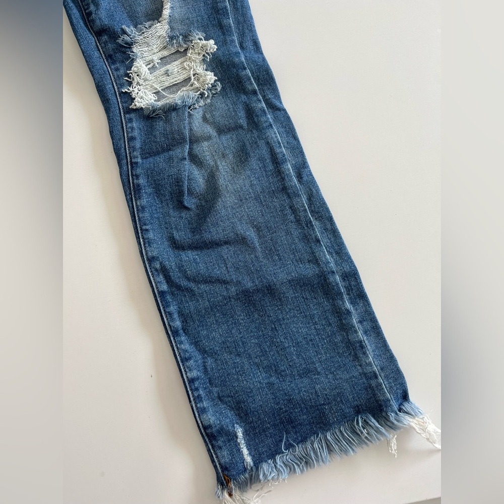 RISEN Distressed Blue Straight Leg Jeans - Picture 3 of 8